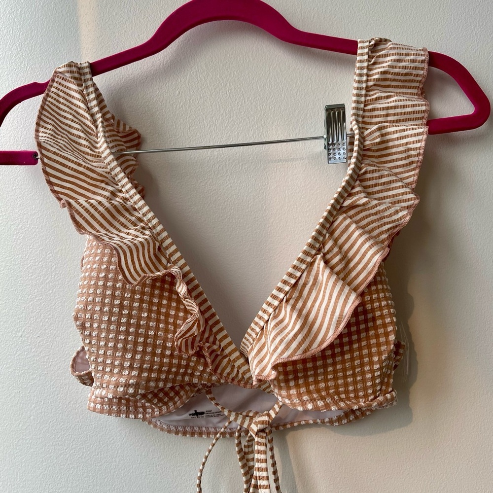 Aerie High Waisted Cheeky Jacquard Print Bikini Bottoms In White Size XL NWT - Picture 11 of 11
